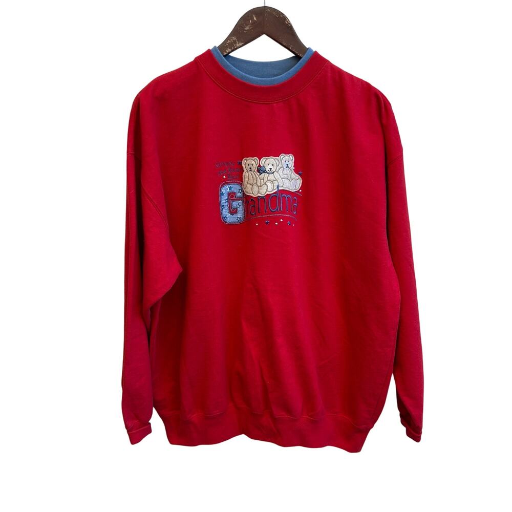 Vintage Grandma Teddy Bear Embroidered Sweatshirt Size Large